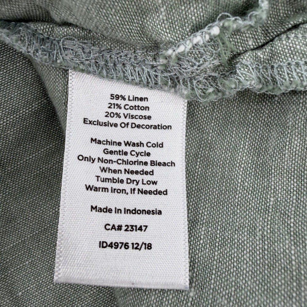 Talbots Linen Cotton Blend Sleeveless Top Sage Green Boho Crochet Trim Small - Picture 5 of 7